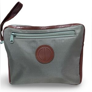 Dunhill green canvas and brown leather pouch bag